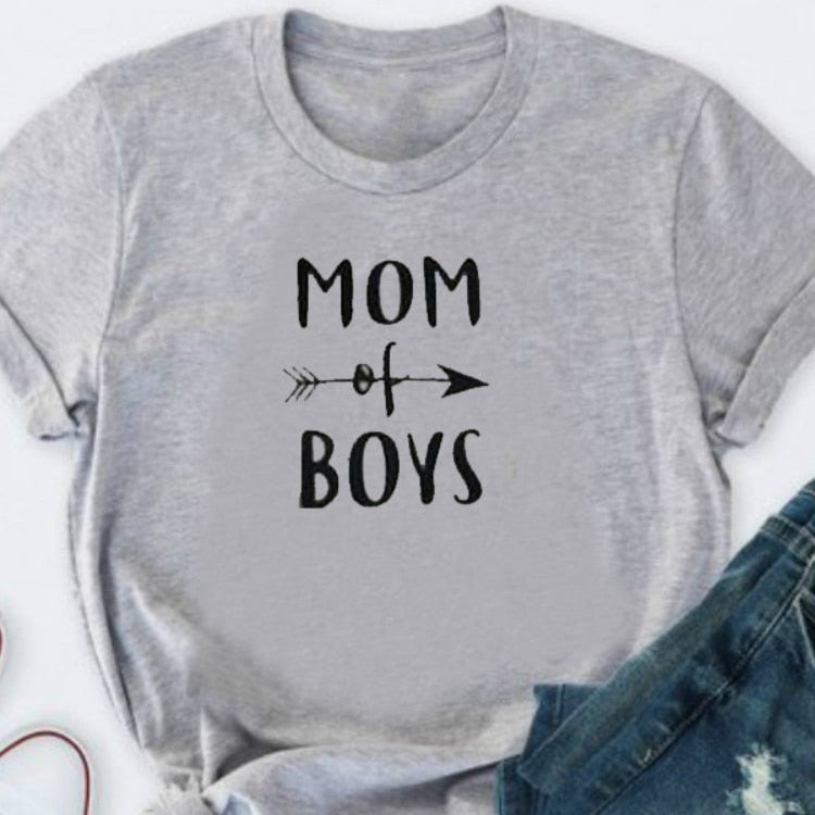 Mom of Boys T-shirt Women's Proud Mother Motivation Positive Tee