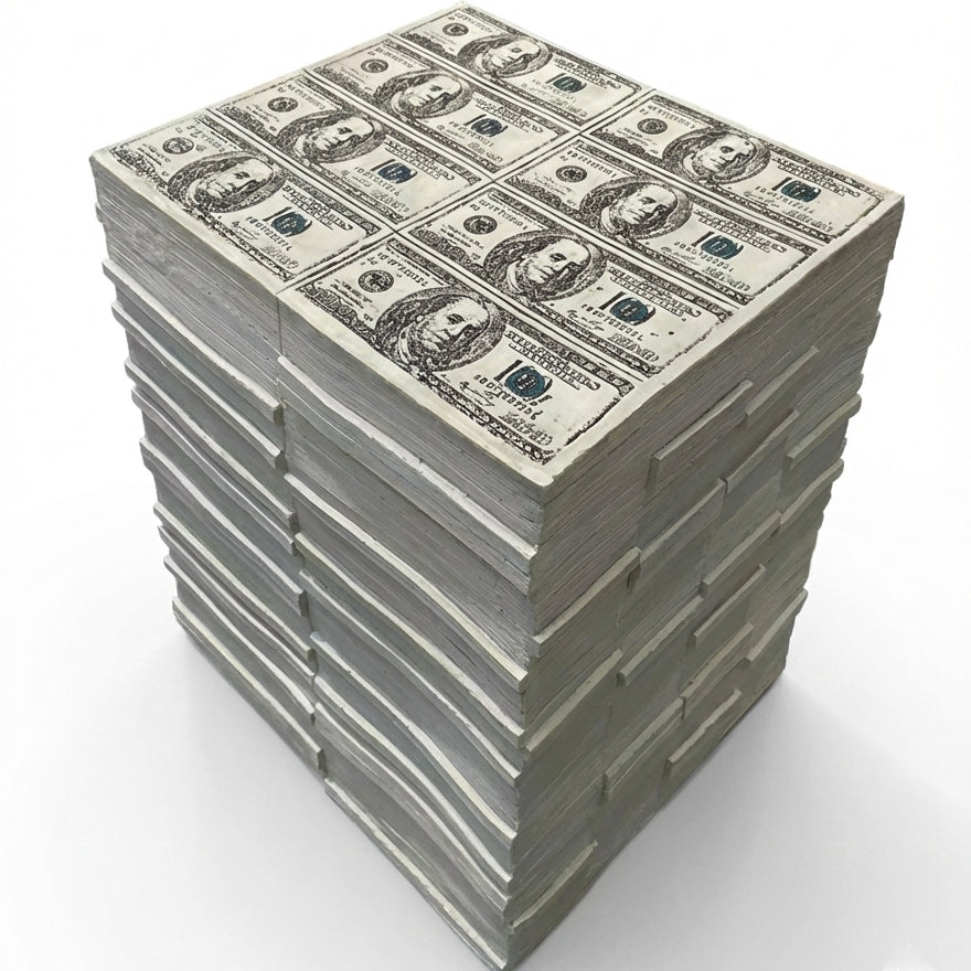 Money Coffee Table Fake Stack of Cash United States Dollars Bills Furniture