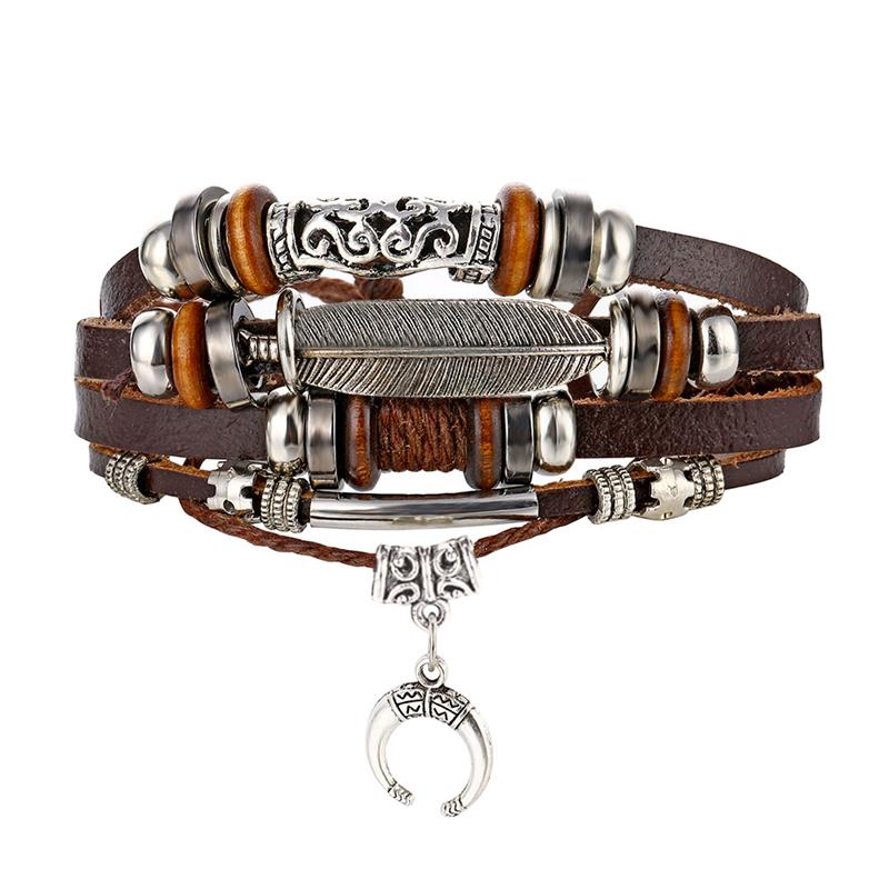 Stacked Bracelet Bangle Chunky Leather