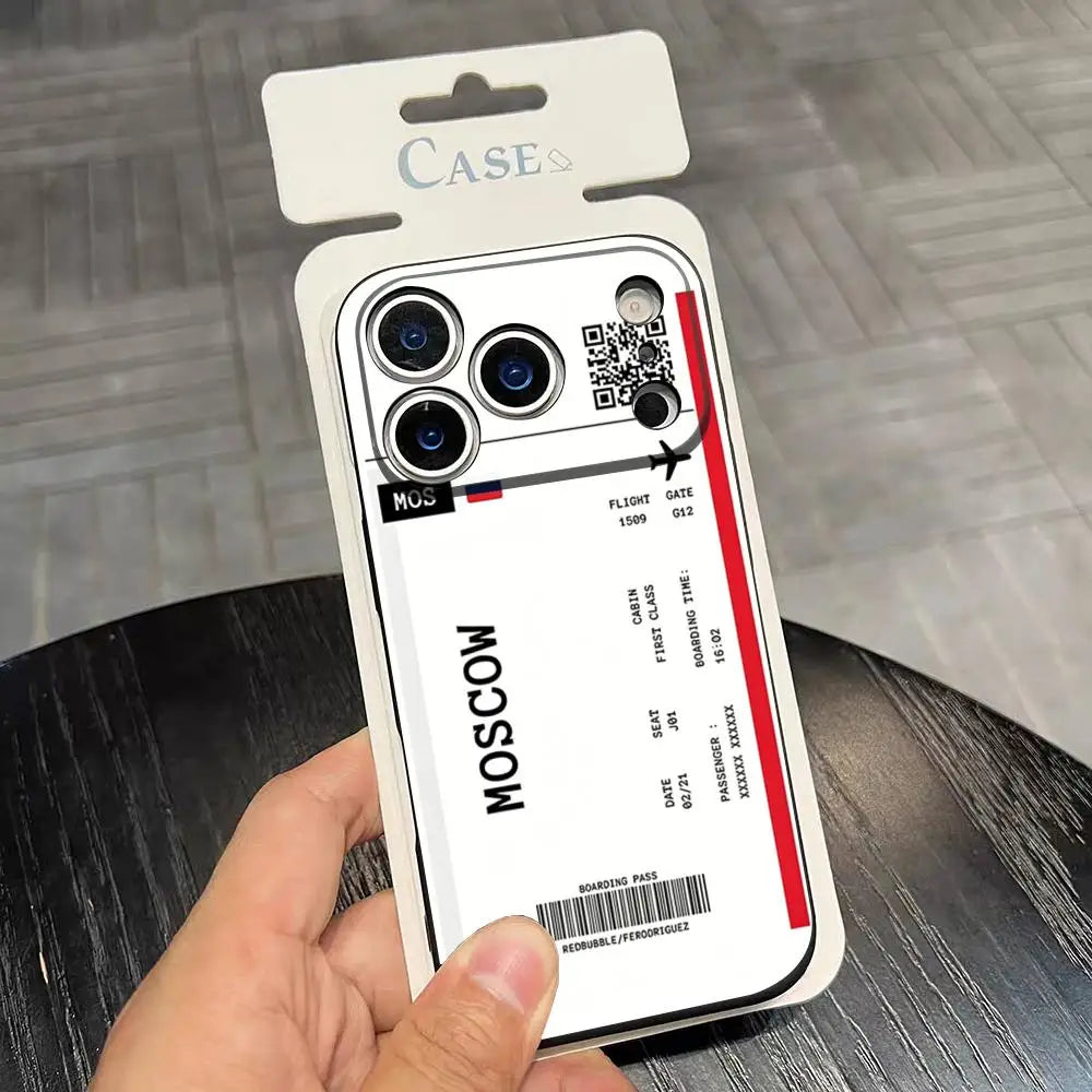 Plane Ticket Phone Case Boarding Pass For iPhone Silcone Cover