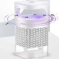 Mosquito trap with mosquitoes around it on a white background