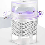 Mosquito trap with mosquitoes around it on a white background
