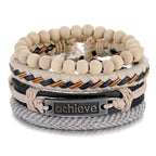 Stacked Bracelet Bangle Chunky Leather