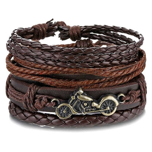 Stacked Bracelet Bangle Chunky Leather