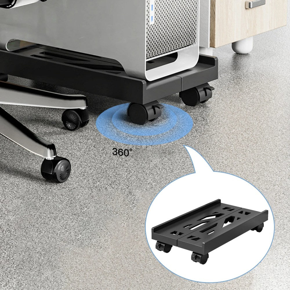 Computer Trolley 4 Caster Wheels PC Tower Stand