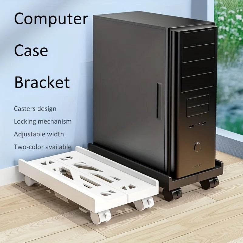 Computer Trolley 4 Caster Wheels PC Tower Stand