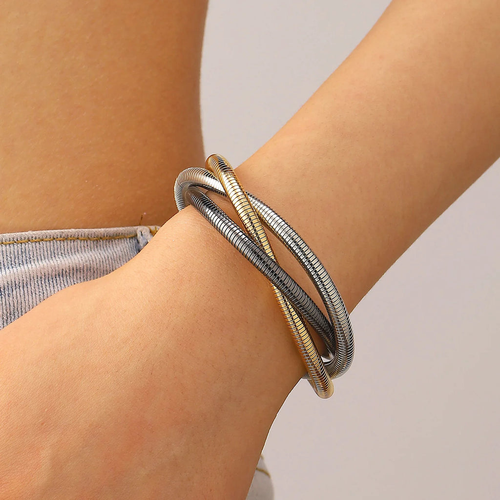 Multi-strand Choker Necklace and Bracelet Intertwined Design