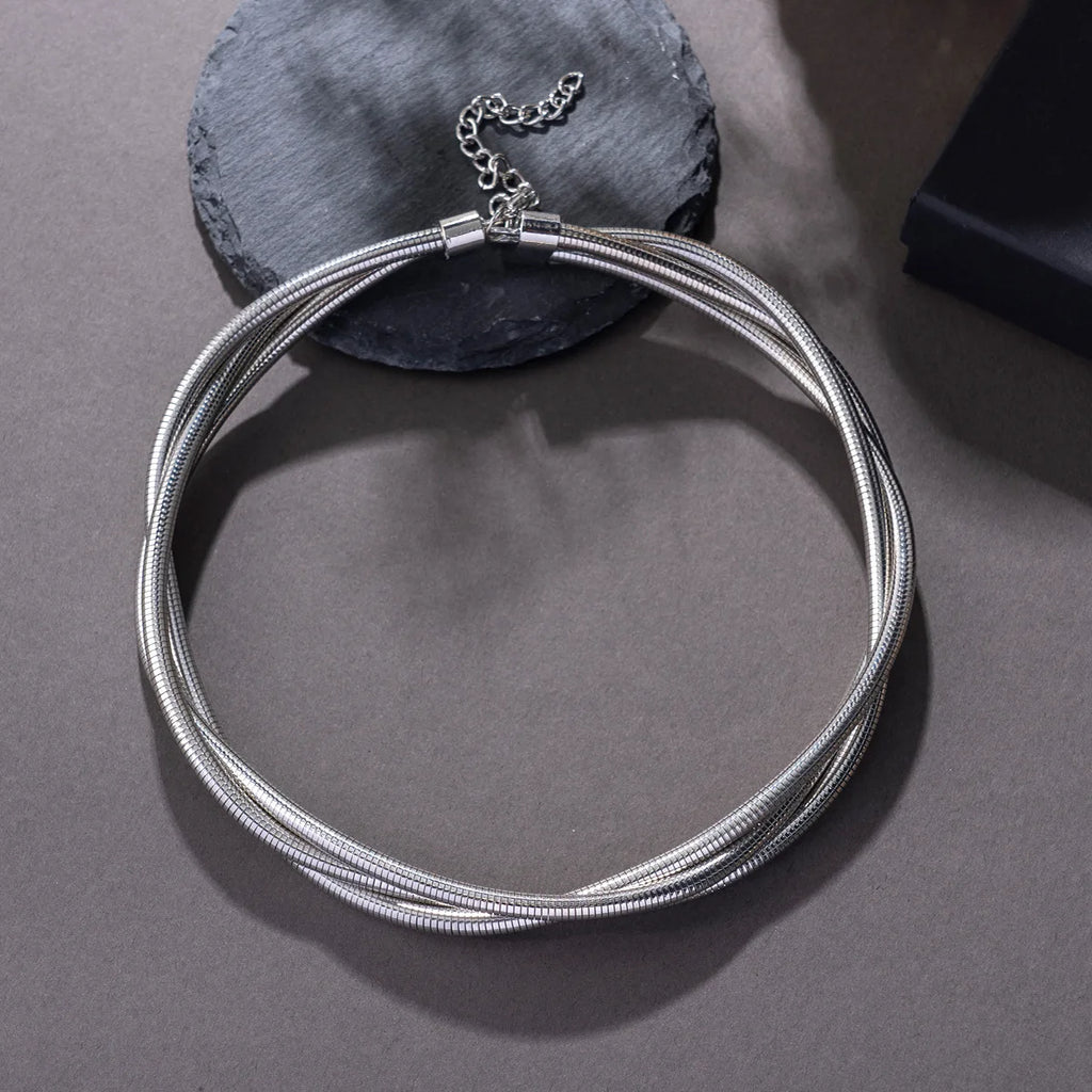 Multi-strand Choker Necklace and Bracelet Intertwined Design