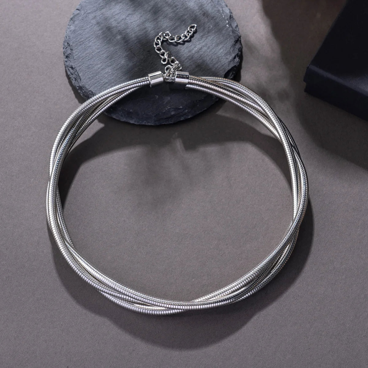 Multi-strand Choker Necklace and Bracelet Intertwined Design