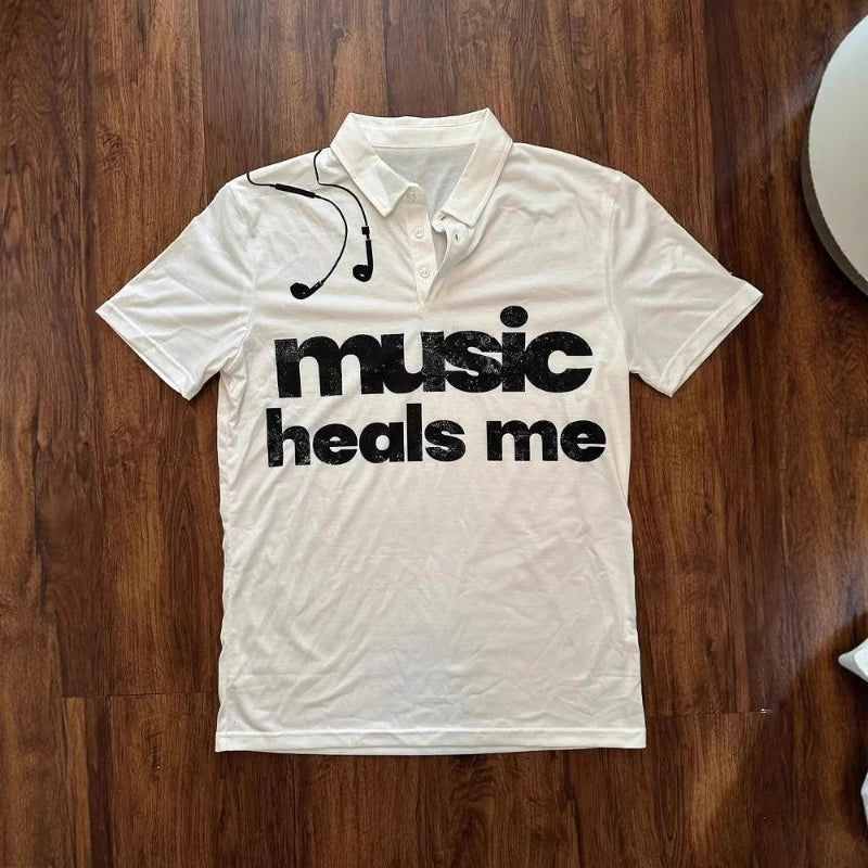 Music Heals Me | Polo Shirt Vintage Street Style