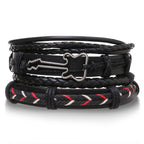 Stacked Bracelet Bangle Chunky Leather