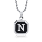 Name Initial Personalised Necklace A-Z Square Stainless Steel Pendant