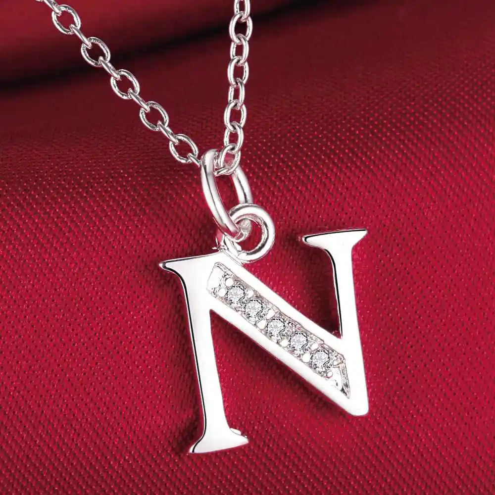 Letters Sterling Silver Necklace Pendant Name Initial