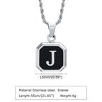 Name Initial Personalised Necklace A-Z Square Stainless Steel Pendant