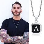 Name Initial Personalised Necklace A-Z Square Stainless Steel Pendant
