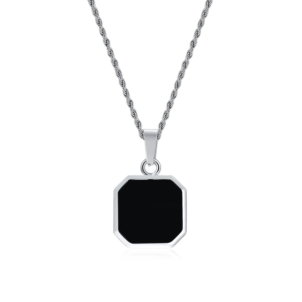 Name Initial Personalised Necklace A-Z Square Stainless Steel Pendant