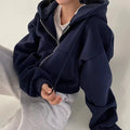 Hoodie Cropped Zip Up Short Length Women's