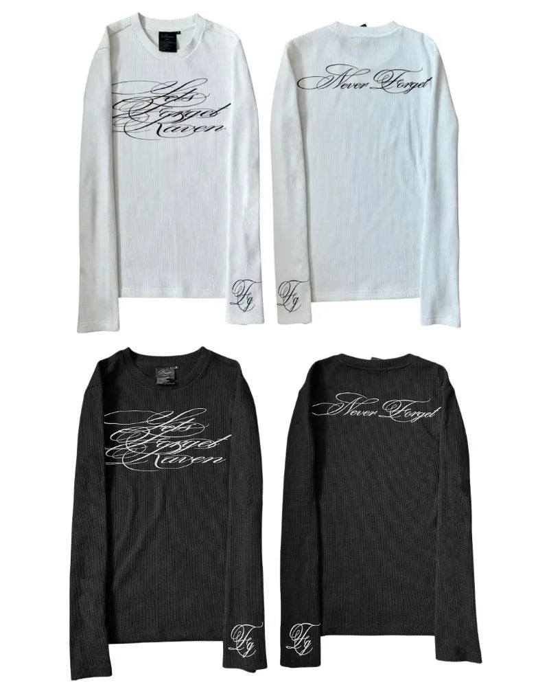 Never Forget T-shirt Long Sleeve Gothic Vintage Hip Hop Street