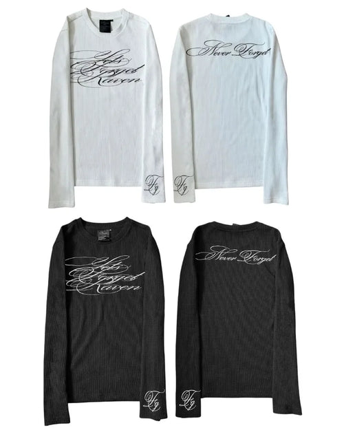Never Forget T-shirt Long Sleeve Gothic Vintage Hip Hop Street