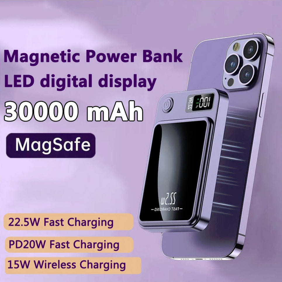 Fast Charging Phone Power Bank MagSafe Battery Magnetic Snap-On 30000mAh