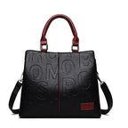 Large Capacity Soft Leather Embossed Letters Ladies Handbag Women's
