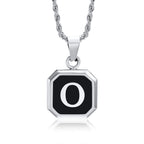 Name Initial Personalised Necklace A-Z Square Stainless Steel Pendant