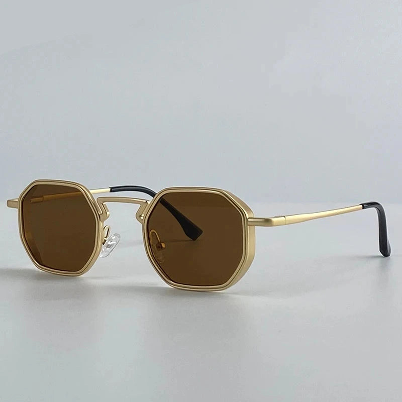 Octagonal Steampunk Sunglasses Vintage Geometric Punk Frames