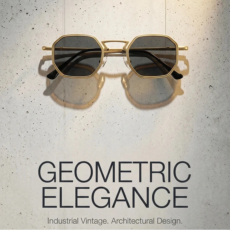 Octagonal Steampunk Sunglasses Vintage Geometric Punk Frames