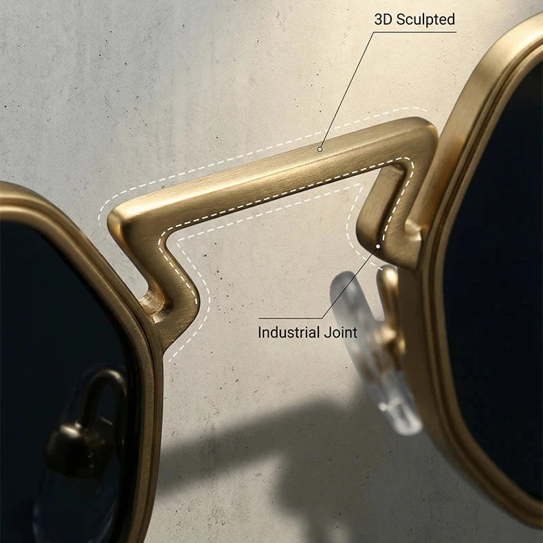 Octagonal Steampunk Sunglasses Vintage Geometric Punk Frames