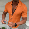 Men's Lightweight Zipper Short Sleeve Shirt Slim Fit