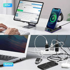 5-in-1 Wireless Charger Charging Dock Phone Stand for Watch Earbuds 15W for iPhone or Samsung