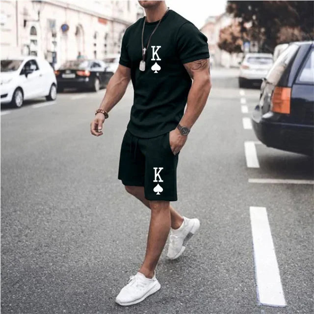 Outfit Set Poker Cards 2pcs T-shirt Shorts Combo Summer Clothes