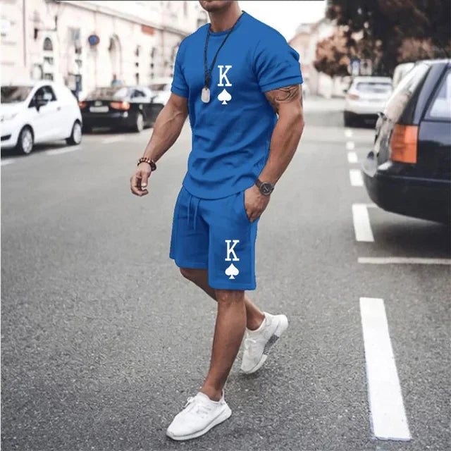 Outfit Set Poker Cards 2pcs T-shirt Shorts Combo Summer Clothes