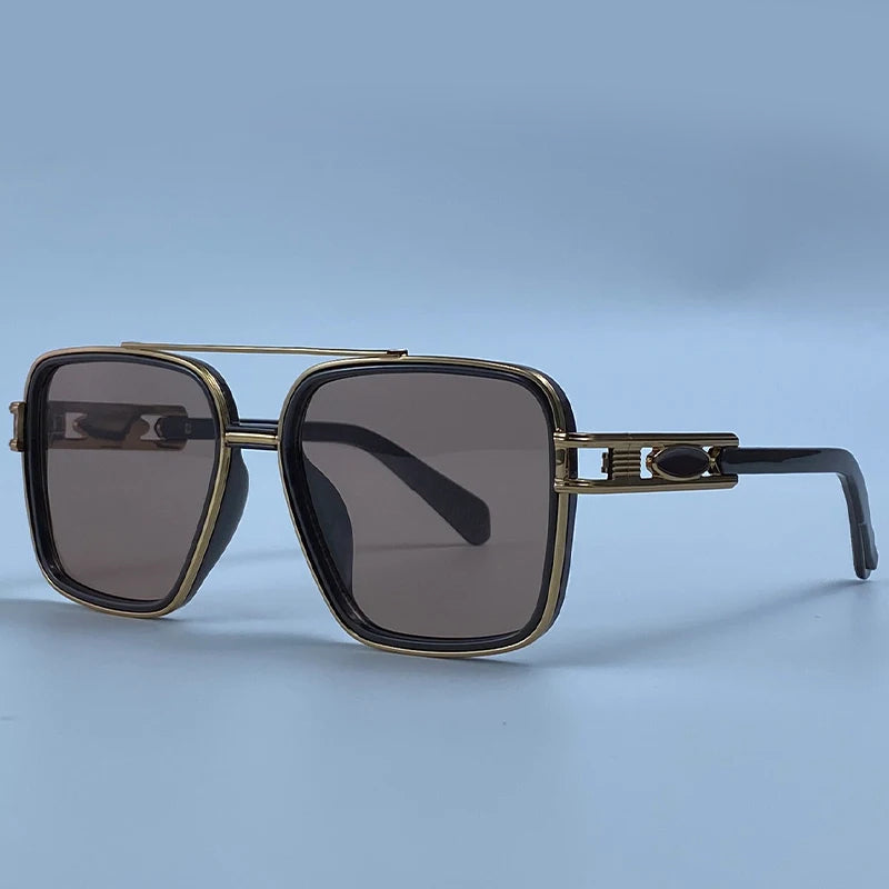 Oversized Fashion Sunglasses Double Bridge Steampunk Square Frame