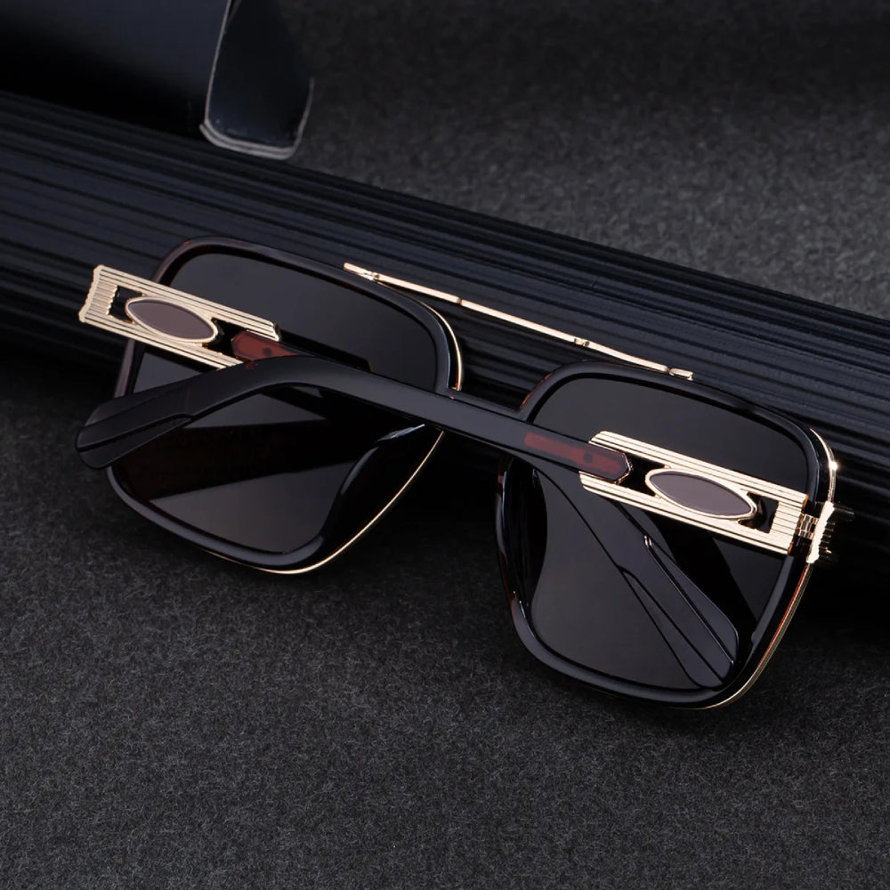 Oversized Fashion Sunglasses Double Bridge Steampunk Square Frame
