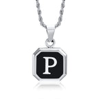 Name Initial Personalised Necklace A-Z Square Stainless Steel Pendant