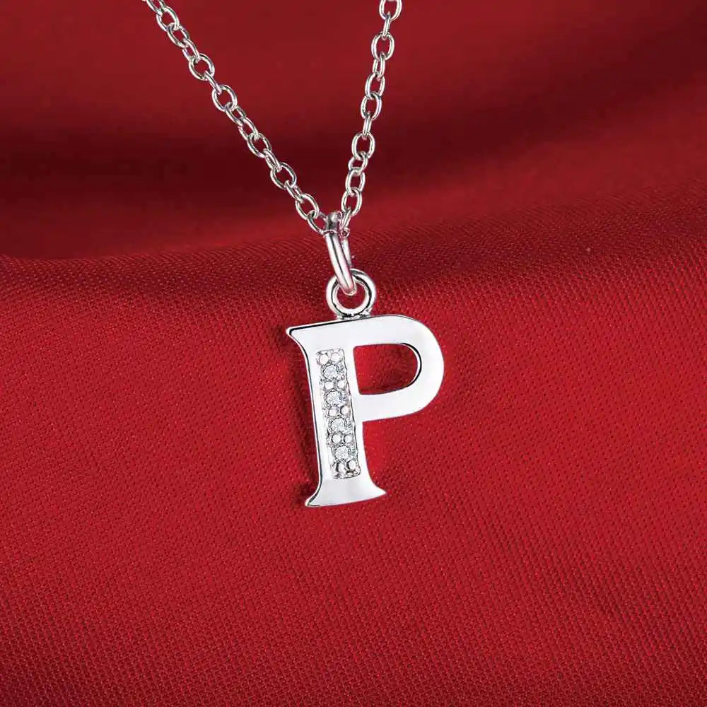 Letters Sterling Silver Necklace Pendant Name Initial