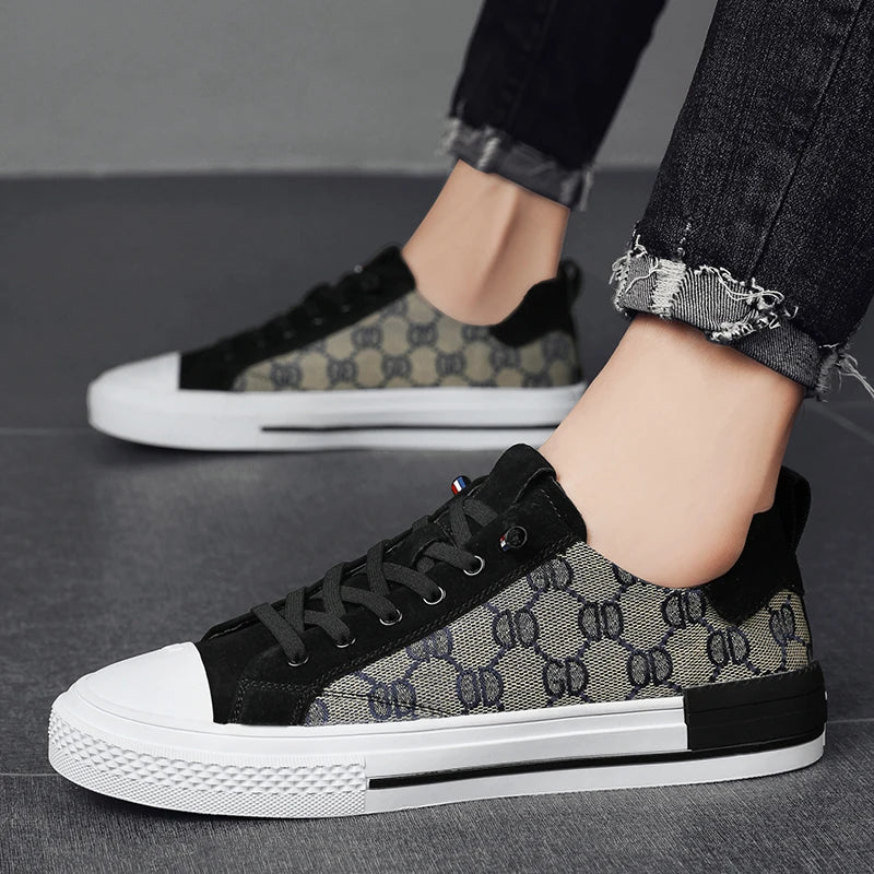 Patterned Canvas Sneakers Lightweight Casual Low Tops