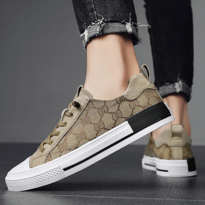 Patterned Canvas Sneakers Lightweight Casual Low Tops