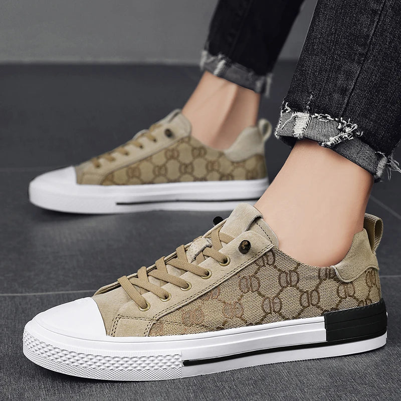 Patterned Canvas Sneakers Lightweight Casual Low Tops