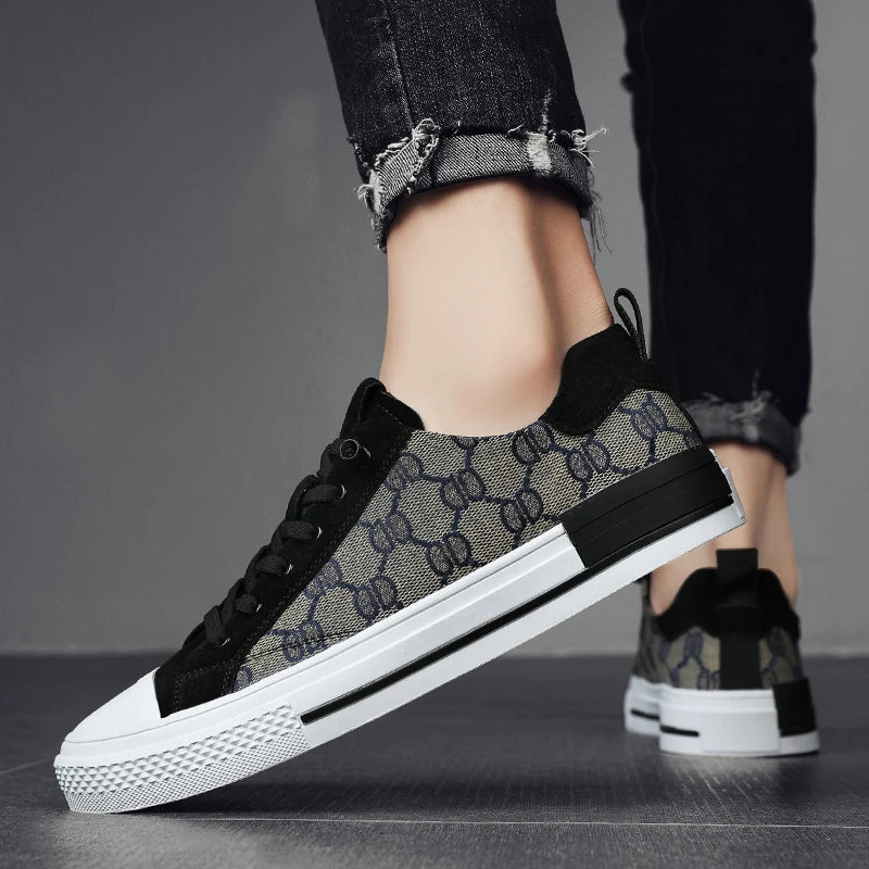 Patterned Canvas Sneakers Lightweight Casual Low Tops