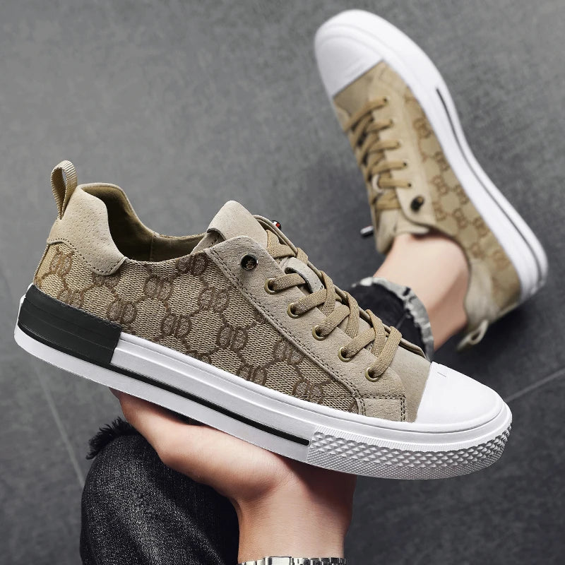 Patterned Canvas Sneakers Lightweight Casual Low Tops