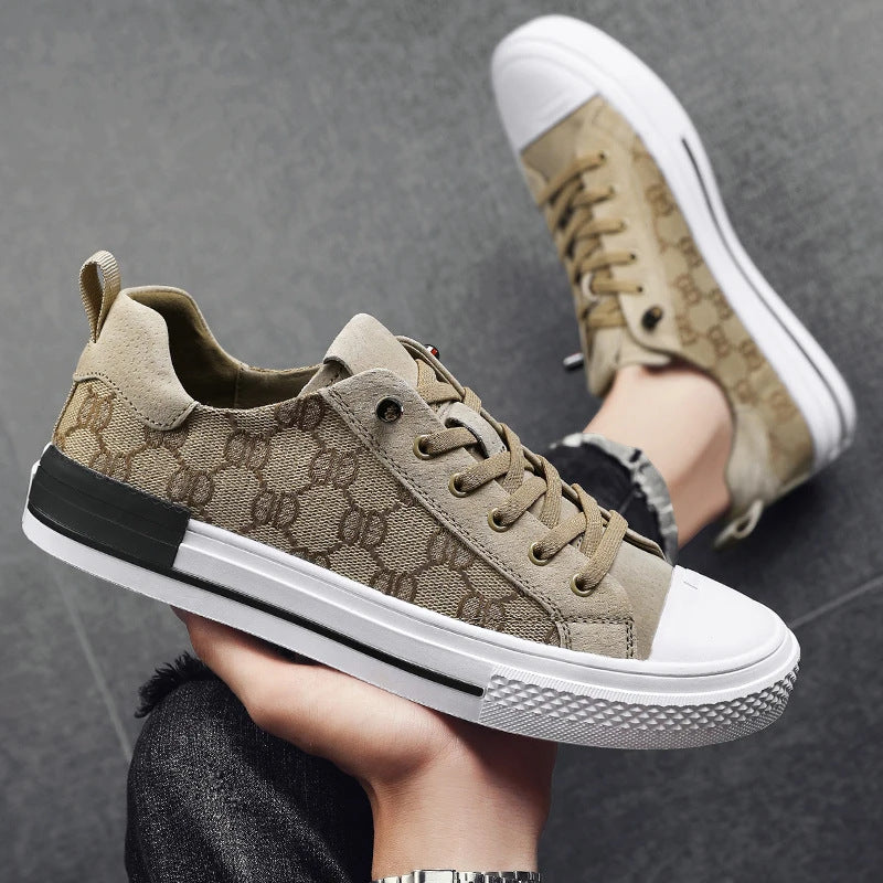 Patterned Canvas Sneakers Lightweight Casual Low Tops