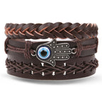 Stacked Bracelet Bangle Chunky Leather