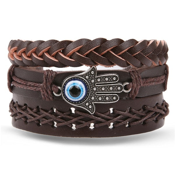 Stacked Bracelet Bangle Chunky Leather