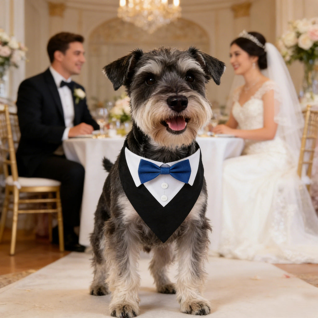 Bow Tie Dog Collar Tuxedo Bandana Adjustable Dress-up Party Costume