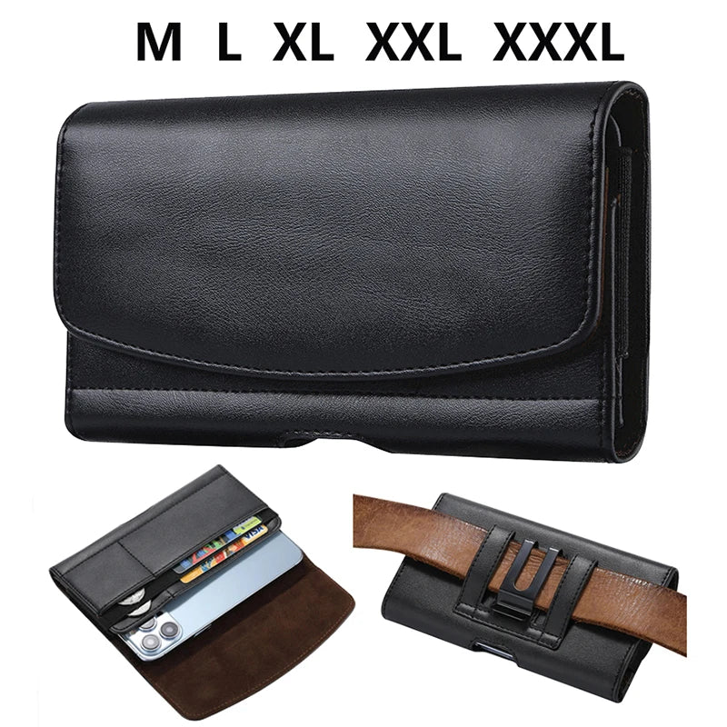Phone Belt Holster Clip-On Waist Leather Pouch Bag iPhone Samsung