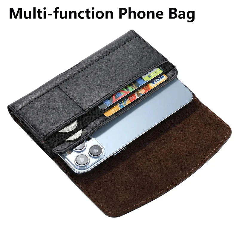 Phone Belt Holster Clip-On Waist Leather Pouch Bag iPhone Samsung