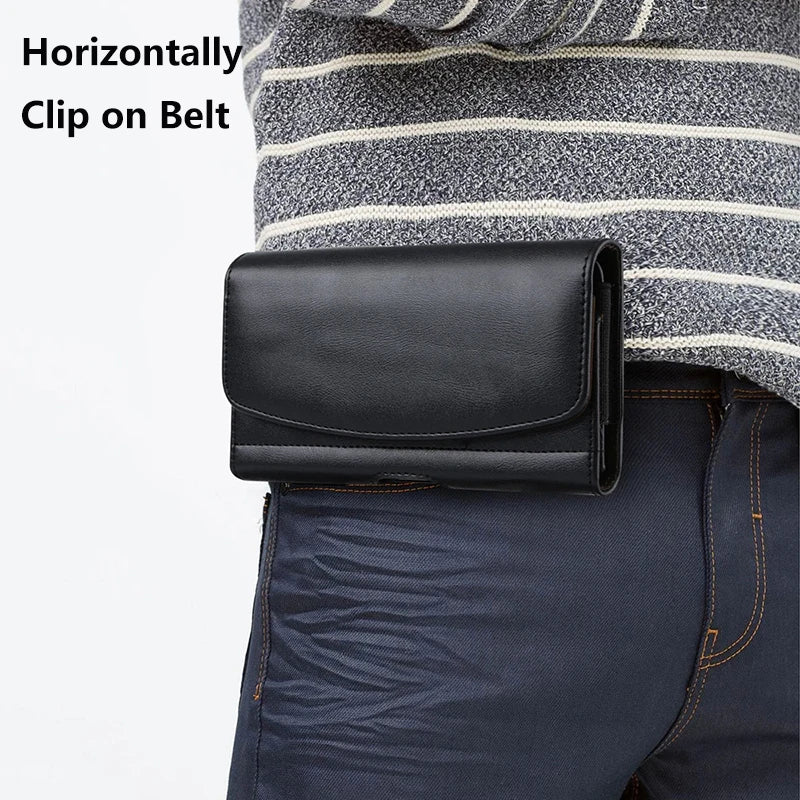 Phone Belt Holster Clip-On Waist Leather Pouch Bag iPhone Samsung