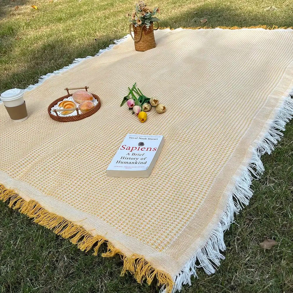Picnic Blanket Beach Rug With Tassels